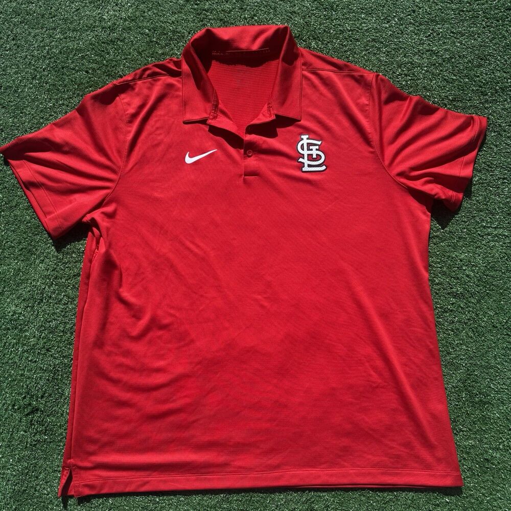 Nike St Louis Cardinals Polo Shirt Mens 2XL Red MLB Dri-Fit Golf Athletic